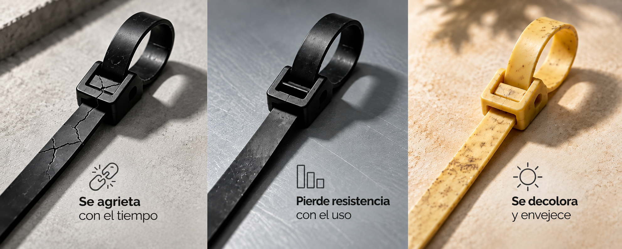 3 señales de deterioro de bridas de plástico