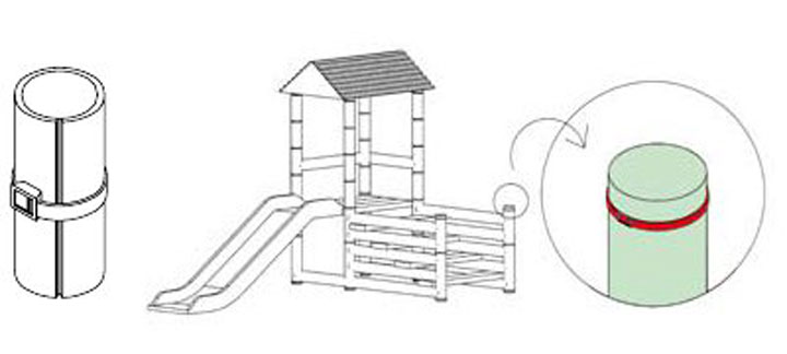 Bridas  parques infantiles, colores azul, verde, amarillo y rojo