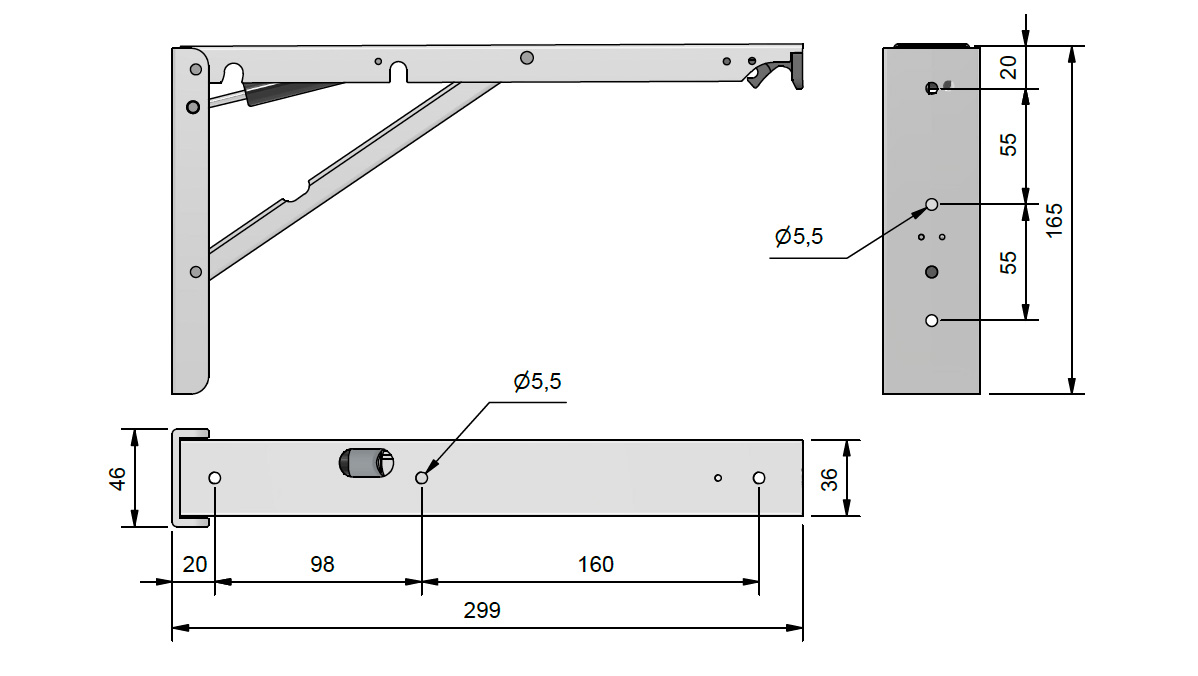 Escuadras Abatibles de Aluminio Rakego para estantes o mesas plegables