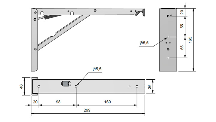Escuadras Abatibles de Aluminio Rakego para estantes o mesas plegables
