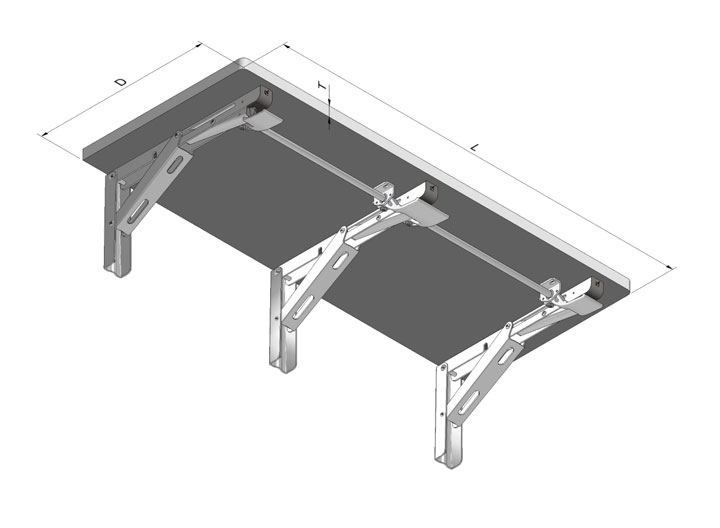 Pack De 2 Soportes Abatibles De Pared De Acero Negro De 400 Mm, Plegables Y Con Bloqueo, Hasta 80 Kg